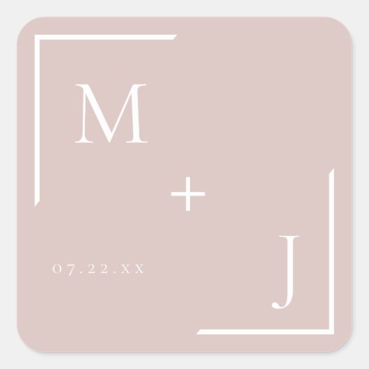 Airy Pastel Dusty Blush Monogram Sticker (Voorkant)