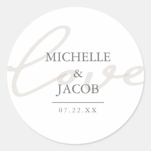 Airy Pastel | Monogram Love Wedding Sticker (Voorkant)