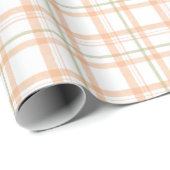 Airy Pastel Peach and Sage Green Plaid Cadeaupapier (Rol Hoek)