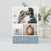 Airy Pastel Slate Blue | Hartelijk dank voor uw fo RSVP Kaartje (Staand voorkant)