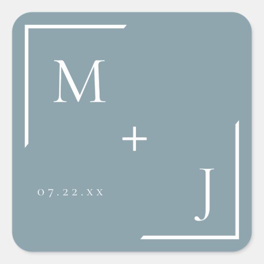 Airy Pastel | Slate Blue Monogram Sticker (Voorkant)