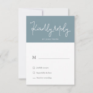 Airy Pastel Slate Blue RSVP-kaart RSVP Kaartje