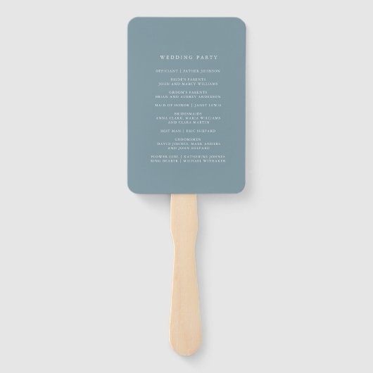 Airy Pastel Slate Blue | Trouwprogramma Hand Fan Handwaaier (Achterkant)
