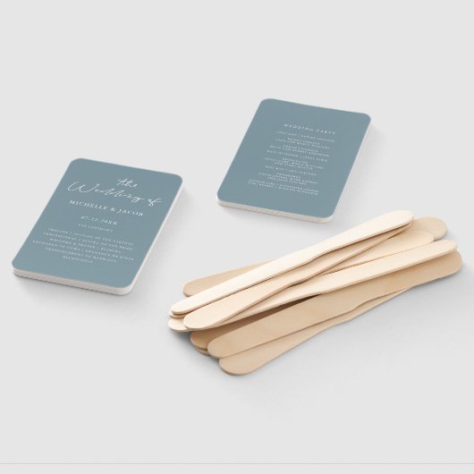 Airy Pastel Slate Blue | Trouwprogramma Hand Fan Handwaaier (Niet-gemonteerd)