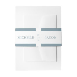 Airy Pastel Slate Blue | Weddenschap Belly Band Uitnodigingen Wikkel