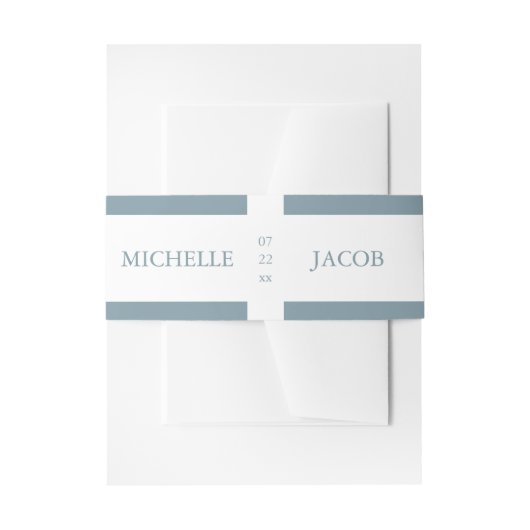 Airy Pastel Slate Blue | Weddenschap Belly Band Uitnodigingen Wikkel (Voorkant Voorbeeld)
