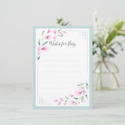 Airy Pink Green Mint Waterverf Wishes Advice Kaart (Staand voorkant)