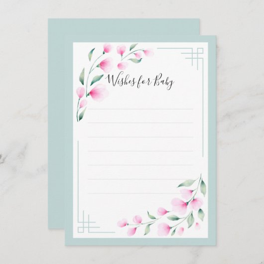 Airy Pink Green Mint Waterverf Wishes Advice Kaart (Voorkant / Achterkant)