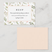 Airy Roze Wildbloemen Bruiloft RSVP Online Website Visitekaartje (Voorkant / Achterkant)