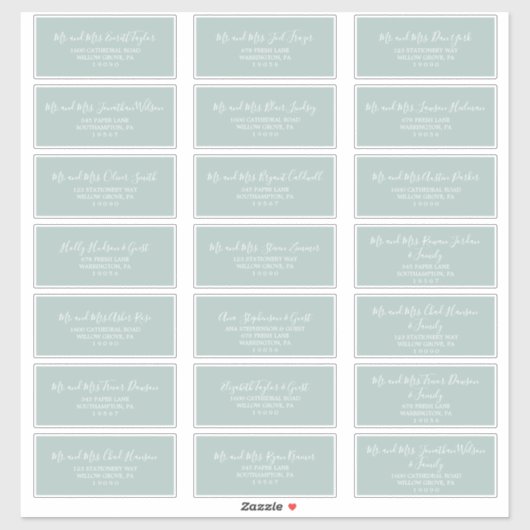 Airy Sage Green Wedding Guest Adresetiketten Sticker (Vel)