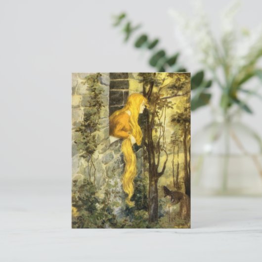  airy Tale, Rapunzel met lange klonen Briefkaart (Staand voorkant)