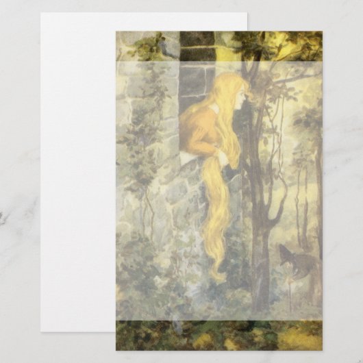 airy Tale, Rapunzel met lange klonen Briefpapier (Voorkant / Achterkant)