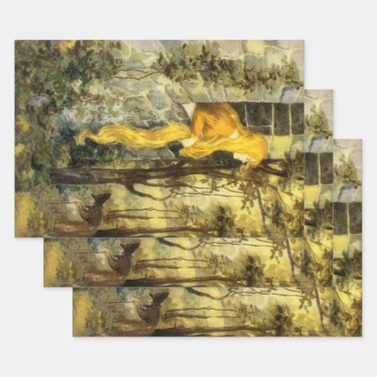  airy Tale, Rapunzel met lange klonen Inpakpapier Vel (Set)
