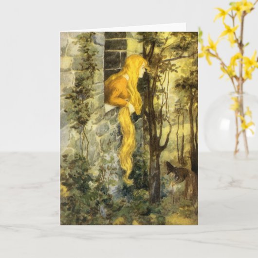  airy Tale, Rapunzel met lange klonen Kaart (Gele Bloem)
