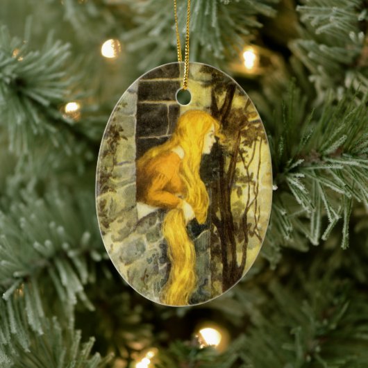  airy Tale, Rapunzel met lange klonen Keramisch Ornament (Boom)