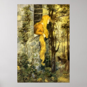 airy Tale, Rapunzel met lange klonen Poster