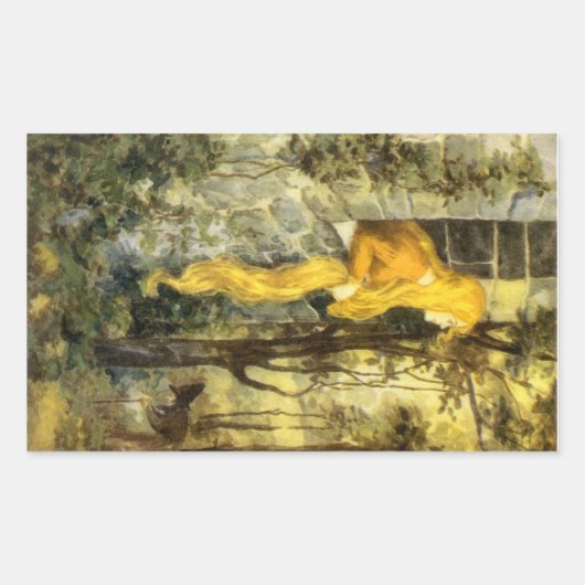  airy Tale, Rapunzel met lange klonen Rechthoekige Sticker (Voorkant)