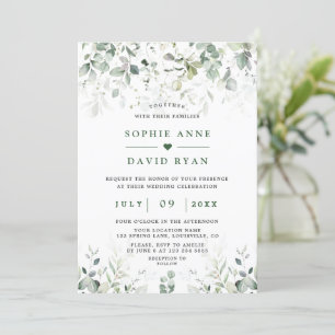 Airy Waterverf Greenery Gold Wedding Kaart