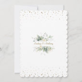 Airy White Flowers Gold Cross Twins Baptisme Kaart (Achterkant)