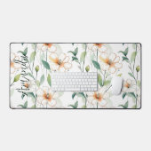 Airy White Flowers Greenery Pattern Blossom Floral Bureaumat (Keyboard & Muis)