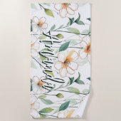 Airy White Flowers Greenery Pattern Blossom Floral Strandlaken (Voorkant)