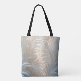 Airy white palm leaves composition in soft hues tote bag