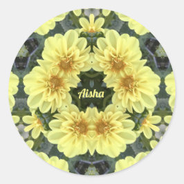 AISHA ~ EASTER DAHLIAS YELLOW RELIGIOUS ~ RONDE STICKER