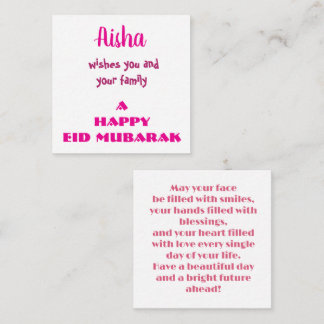 Aisha Eid Mubarak Kaart Aangepaste Naam Groet Notitiekaartje