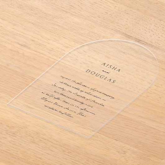 Aisha Elegant Modern Wedding Acryl Uitnodigingen (Laagn)