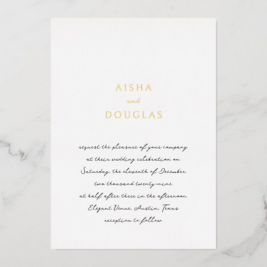 Aisha Elegant Modern Wedding Folie Uitnodiging (Voorkant)