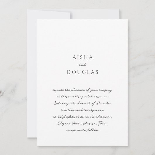 Aisha Elegant Modern Wedding Kaart (Voorkant)