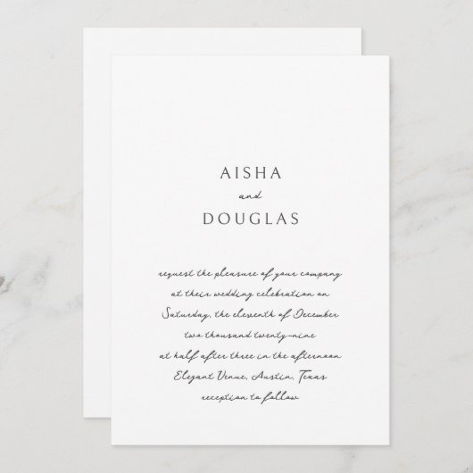 Aisha Elegant Modern Wedding Kaart (Voorkant / Achterkant)