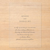 Aisha Elegant Modern Wedding Save the Date Acryl Uitnodigingen (Voorkant)