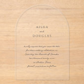 Aisha Elegant Modern Wedding Save the Date Acryl Uitnodigingen (Voorkant)