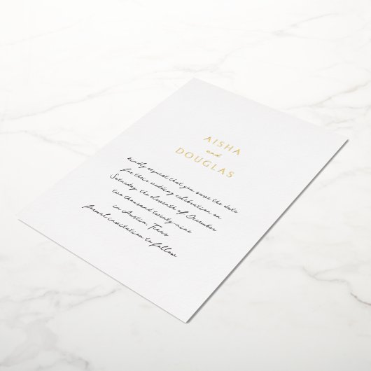 Aisha Elegant Modern Wedding Save the Date Folie Uitnodiging (Gedraaid)