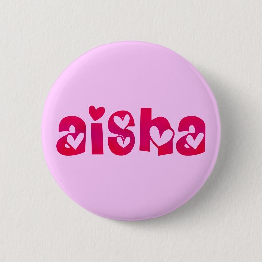 Aisha in het hart ronde button 5,7 cm (Voorkant)