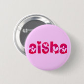 Aisha in het hart ronde button 5,7 cm (Voorkant /achterkant)