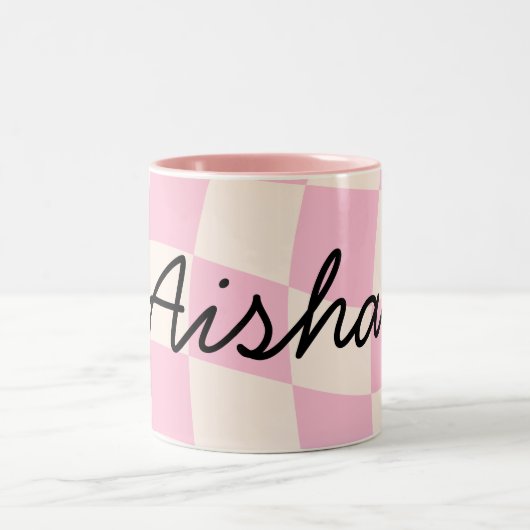 Aisha Name Meaning Custom Mug Cup Girl Gift Custom Tweekleurige Koffiemok (Center)