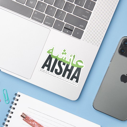Aisha Sticker (Laptop met iPhone)