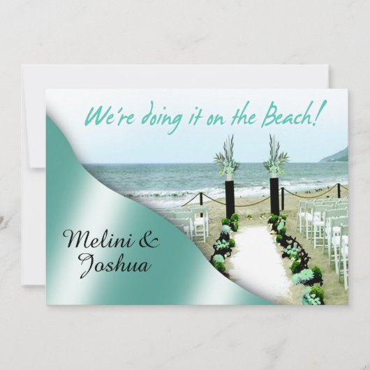 Aisle Aqua Lucite Green Beach Wedding Kaart (Voorkant)