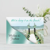 Aisle Aqua Lucite Green Beach Wedding Kaart (Staand voorkant)