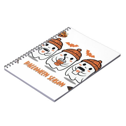 aison Halloween – fantômes café mignons Notitieboek (Linkerzijde)