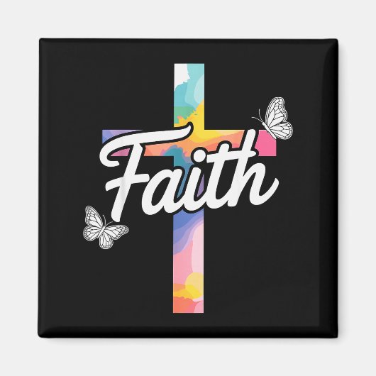 Aith-kruis met vlinders Christelijk Magneet (Voorkant)