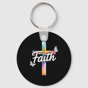 Aith-kruis met vlinders christelijk sleutelhanger