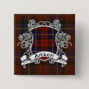 Aitken Tartan Shield Vierkante Button 5,1 Cm