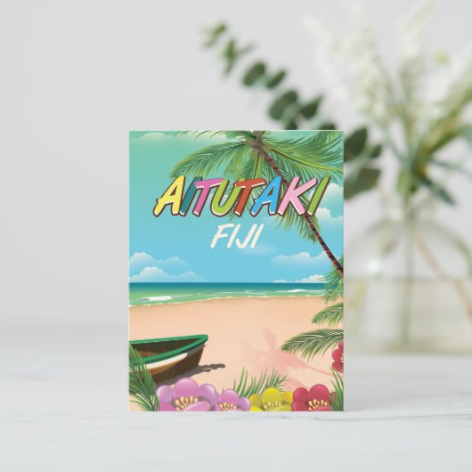 Aitutaki Air Reisposter Briefkaart (Staand voorkant)