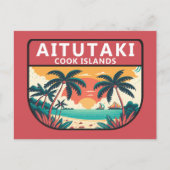 Aitutaki Cook Islands Retro Emblem Briefkaart (Voorkant)