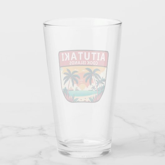 Aitutaki Cook Islands Retro Emblem Glas (Achterkant)