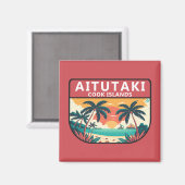 Aitutaki Cook Islands Retro Emblem Magneet (Voorkant / Achterkant)