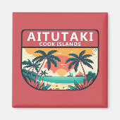 Aitutaki Cook Islands Retro Emblem Magneet (Voorkant)